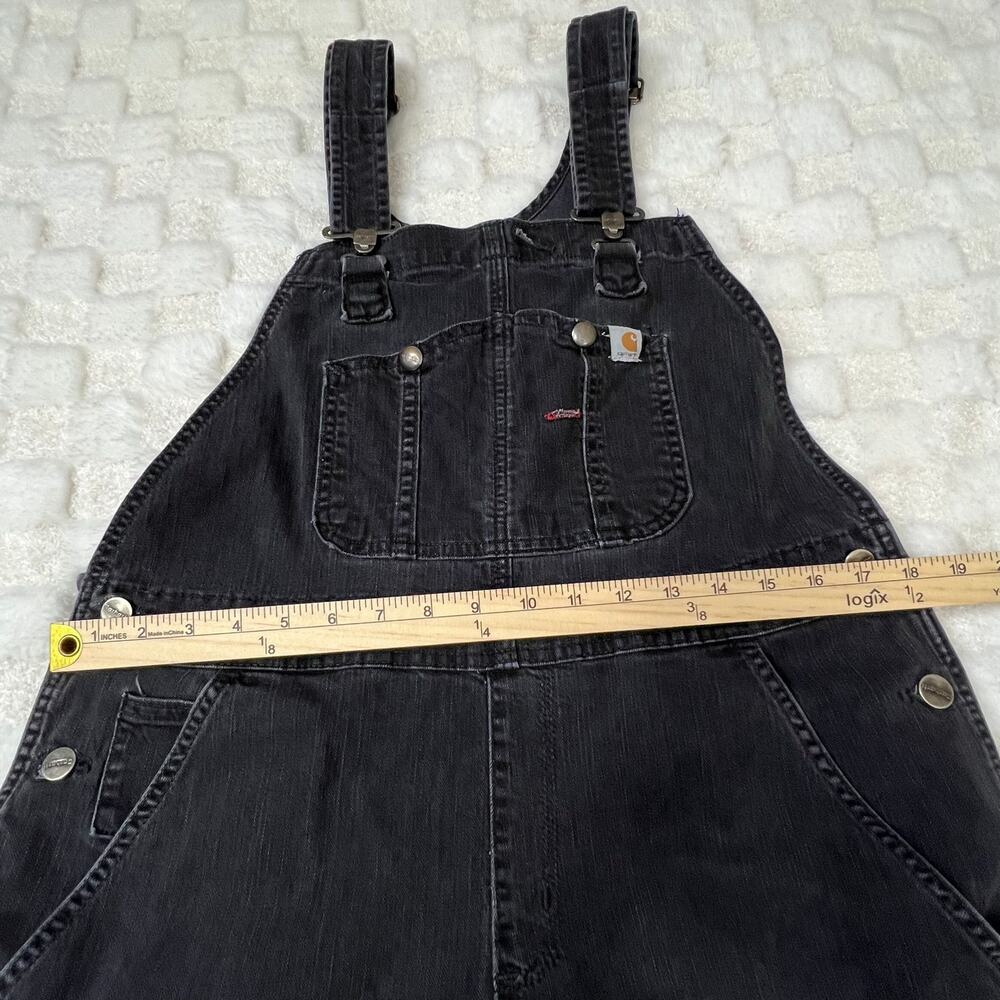 Carhartt Overalls Womens Large 12 14 Short Black Bib Denim Workwear - Picture 6 of 9